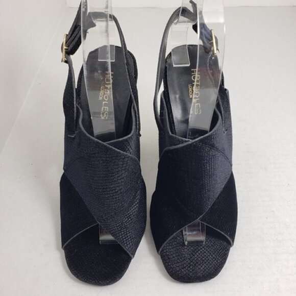 Hotsoles Open Toe Slingback Buckle Sparkle Heels 7 - Picture 3 of 9